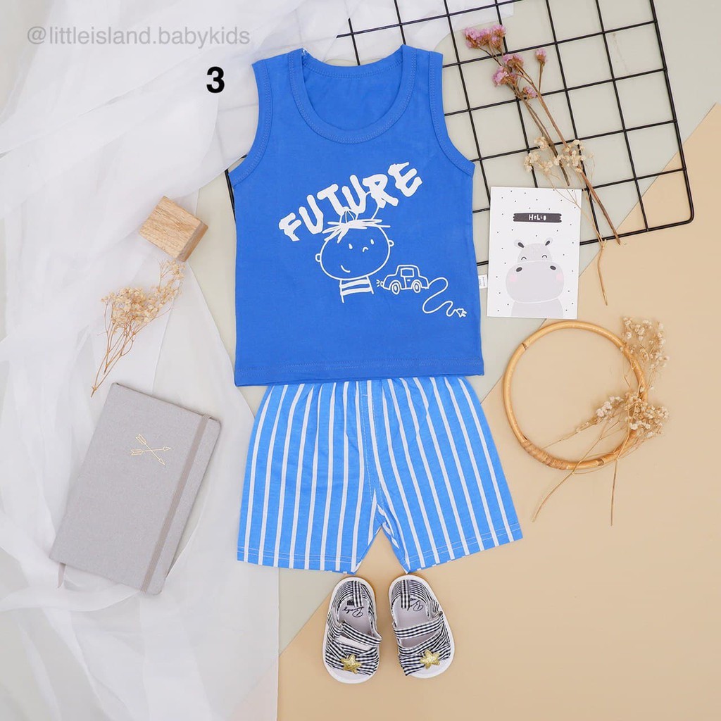 LIN9089 - Setelan pendek anak bayi karakter lucu bahan katun / Kaos anak bayi lucu