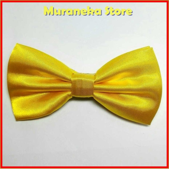 Dasi Kupu Polos KUNING Pita Instan Kupu2 Pesta Gereja Bowtie Pengantin Wedding Set Satin KupuKupu