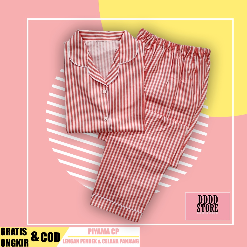 BAJU TIDUR WANITA/PIYAMA WANITA KATUN MOTIF SALUR CP