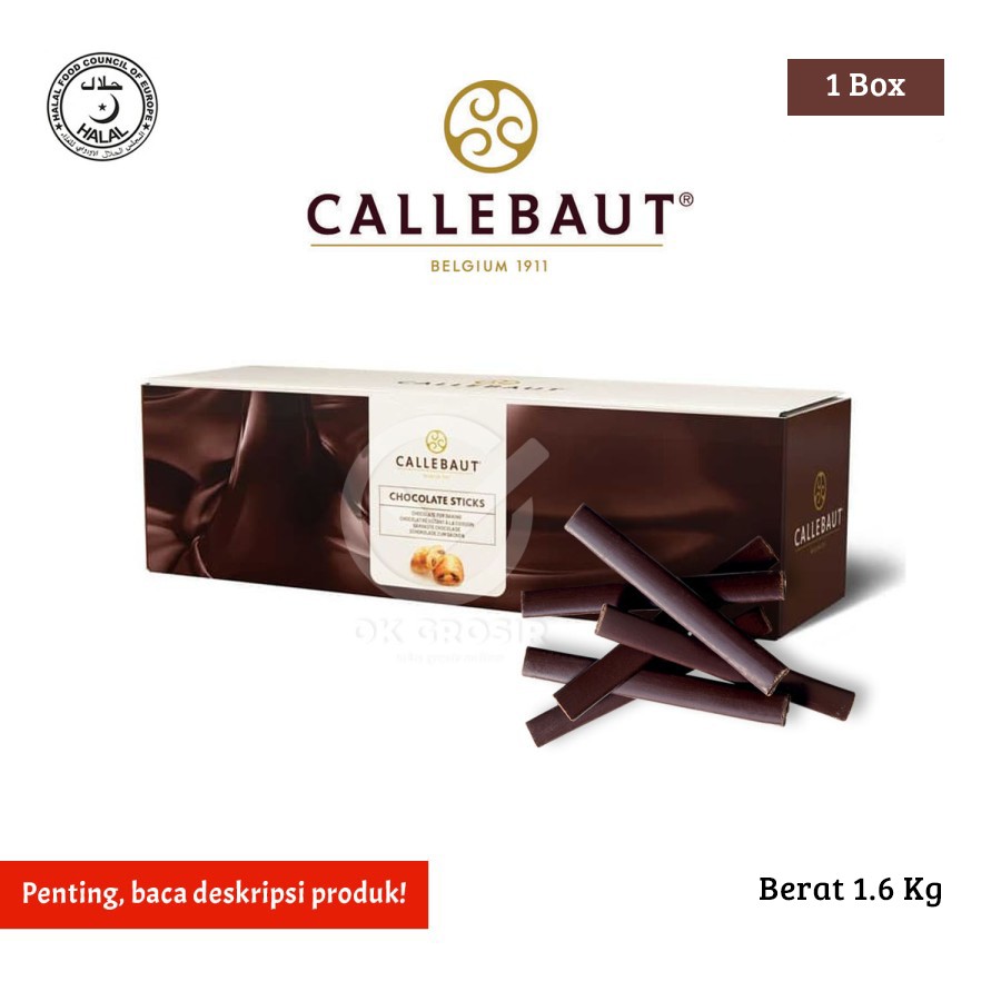 

Callebaut Dark Chocolate Stick 8 cm 44% Cocoa (1 Box 1,6 kg) KHUSUS INSTANT