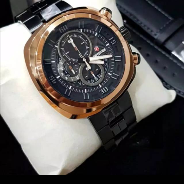 Jam Tangan Expedition 6746 Pria Black RoseGold Original