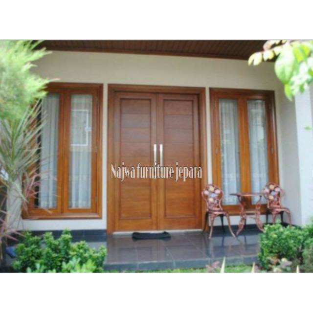 pintu utama/pintu rumah+kusen+jendela kaca sett