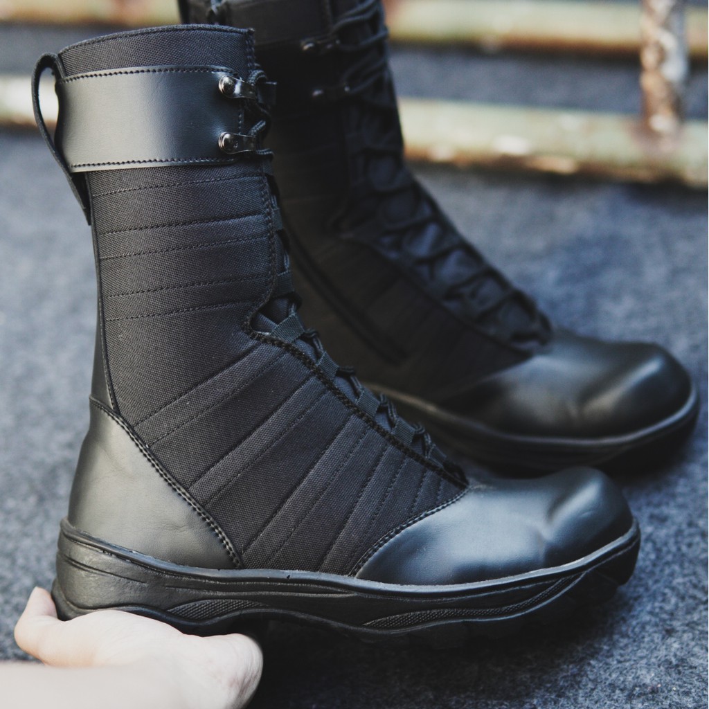 SM88 - Sepatu Boots Safety Pria BLACK FORCE Eagle Hitam Tinggi 8Inci PDL PDH Boots Security Tentara