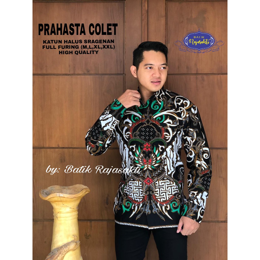 PRAHASTA COLET Kemeja Batik Pria Lengan Panjang Katun Halus FULL FURING Rajasakti