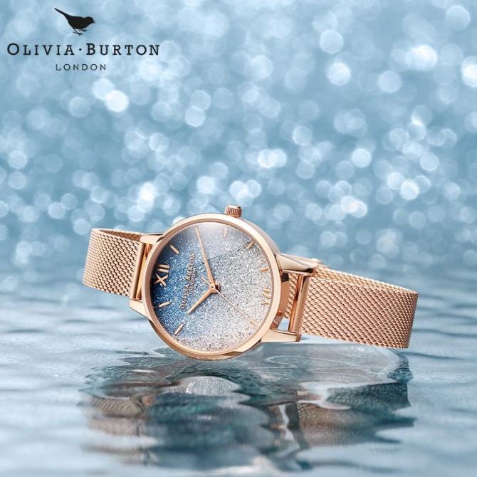 Bagu5 Olivia Burton Wishing Wave Glitter Mesh Watch Original ,X=