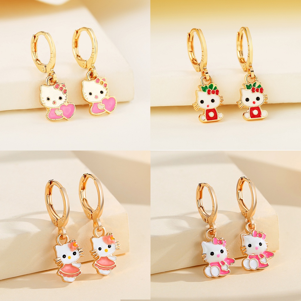 Y531【COD】Hello Kitty Earrings Anak Titanium Stainless Steel Earrings Girls Anting-Anting