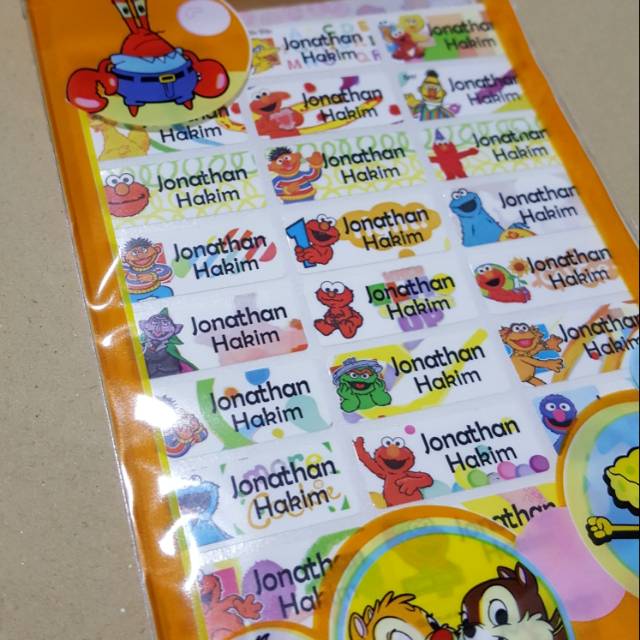 

Label nama ELMO SESAME STREET sticker nama anti air