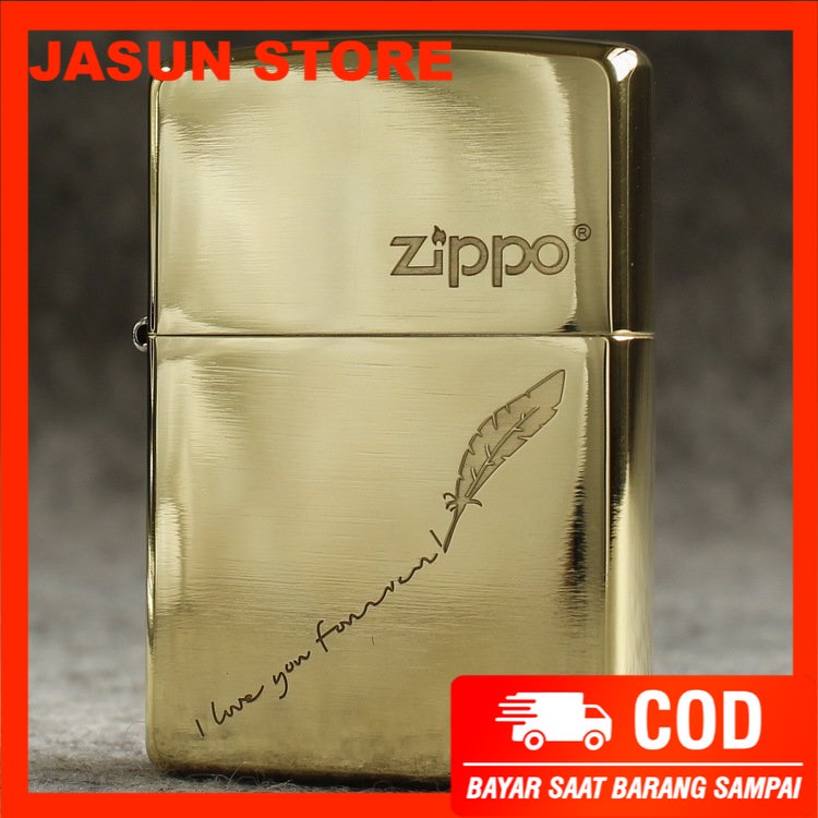 Korek Api Zippo Premium Gold Motif Daun