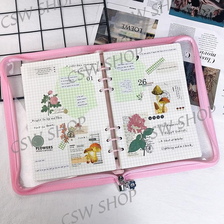 

MurrrMerrr // FnB A5 Zipper Binder Glitter Transparent Binder Zipper Binder K-pop Photo Card Binder Album //Masih@banyak