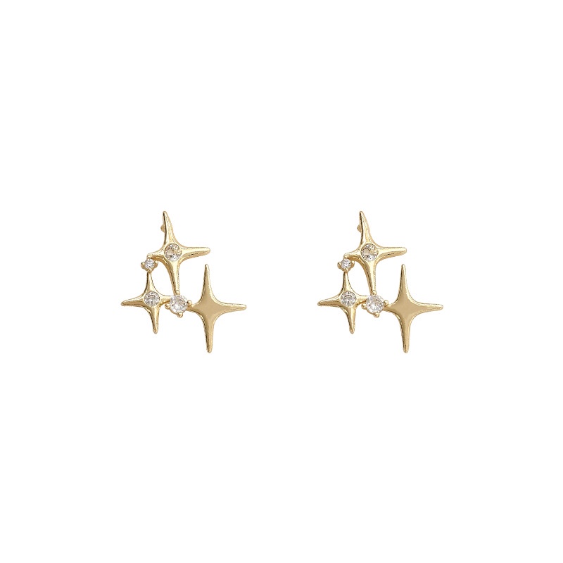 Anting Stud Desain Bintang Bahan S925 Silver Needle Aksen Zirkon