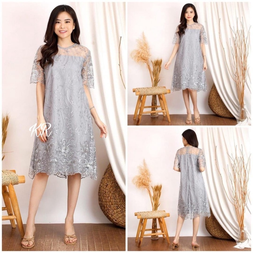 PCS DRESS PESTA ELEANOR BRUKAT FASHION PAKAIAN WANITA KR ADA VIDEO REVIEW PRODUK