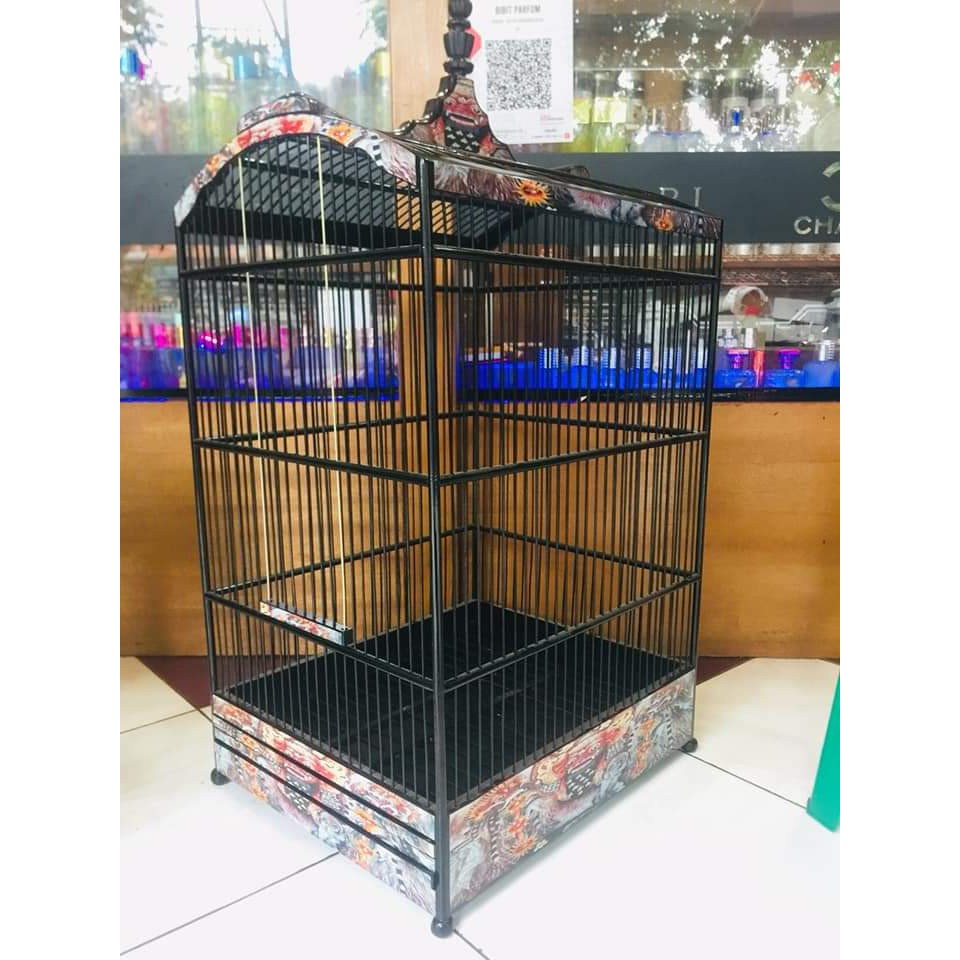 SANGKAR EBOT 123 Burung Kotak Motif Custom - Sangkar Kenari - cucak ijo - cendet