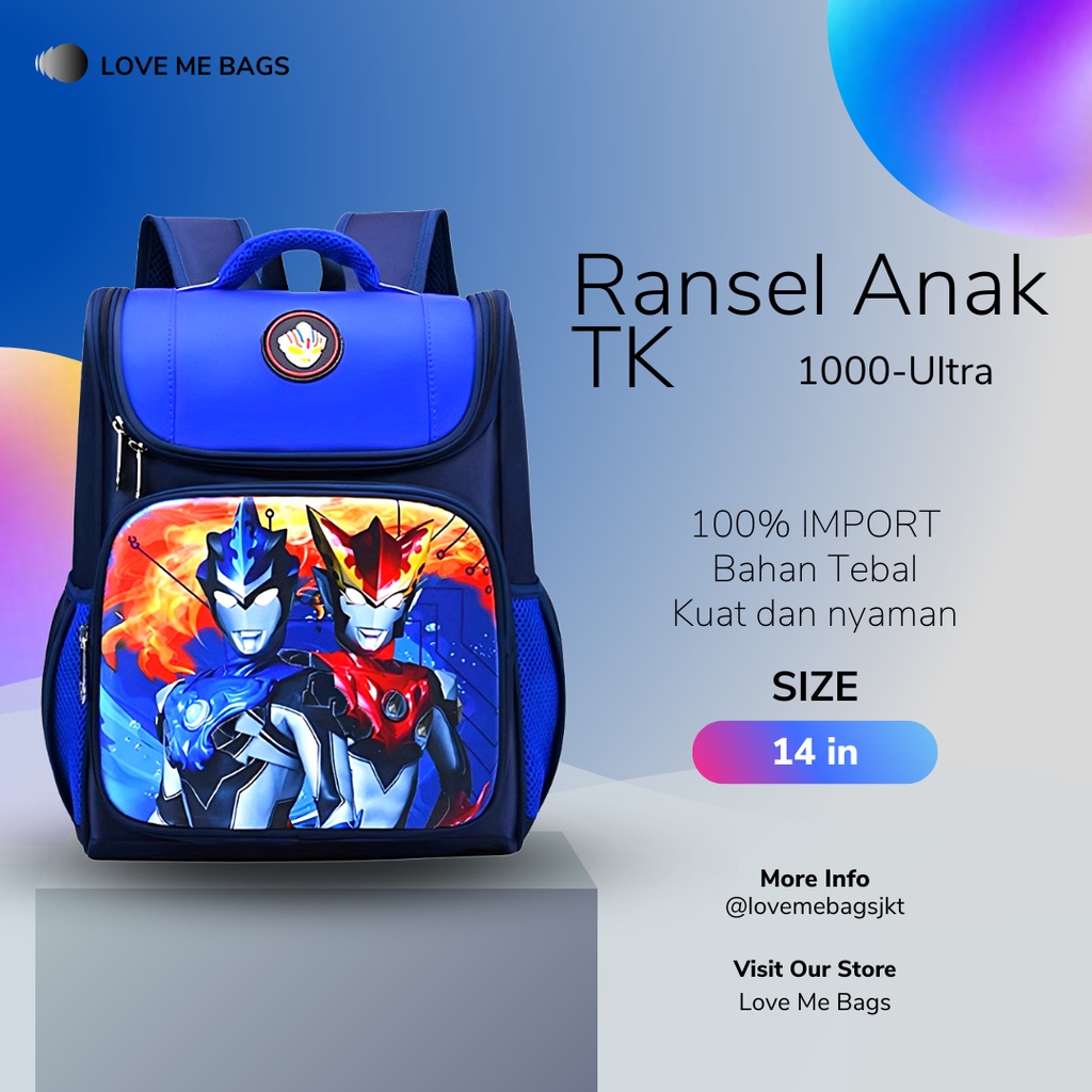 LMB Tas Anak Laki Laki TK Import Karakter Superhero Bahan Nilon Premium Tebal Kuat Dan Nyaman Dipakai