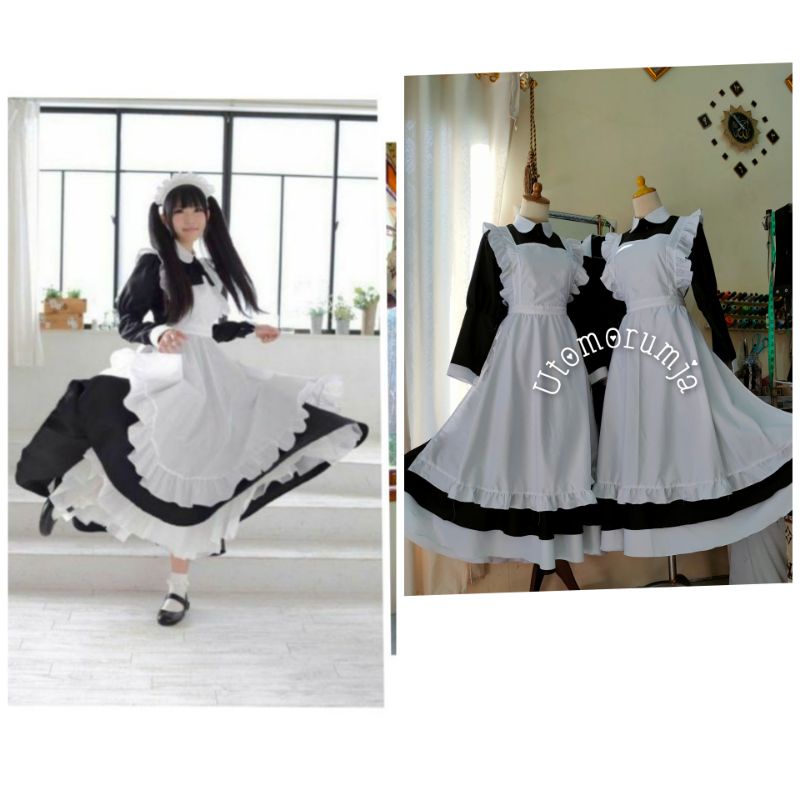 utomorumja kostum cosplay dress maid panjang alka