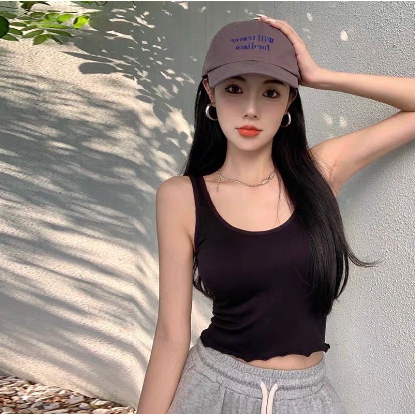 [ LINGERIE MASTER ] - (B-48) Tank Top Wanita Korean Style Fashion Tanktop Woman Basic-B-48 Hitam