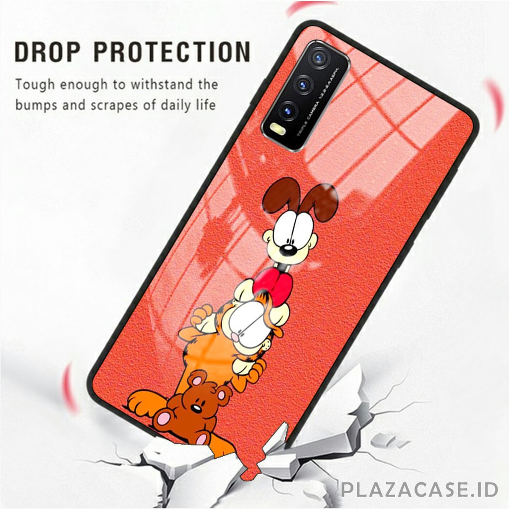 Garfield Softcase Glass [K68] for VIVO Y20 A53 RENO 4F REDMI 9C C17 RENO 4 REALME 7i Y30 Y50 A31 A73