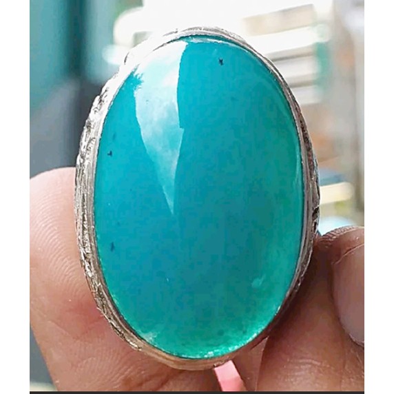 BACAN DOKO batu akik natural bacan bluish super kristal size jumbo 26mm
