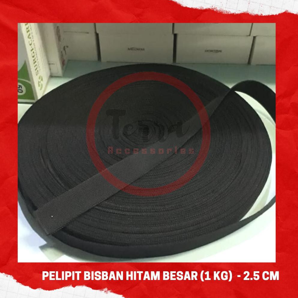 

( BAYAR DITEMPAT ) Bahan Bisban Pelipit 2.5cm Hitam 1 kg besar