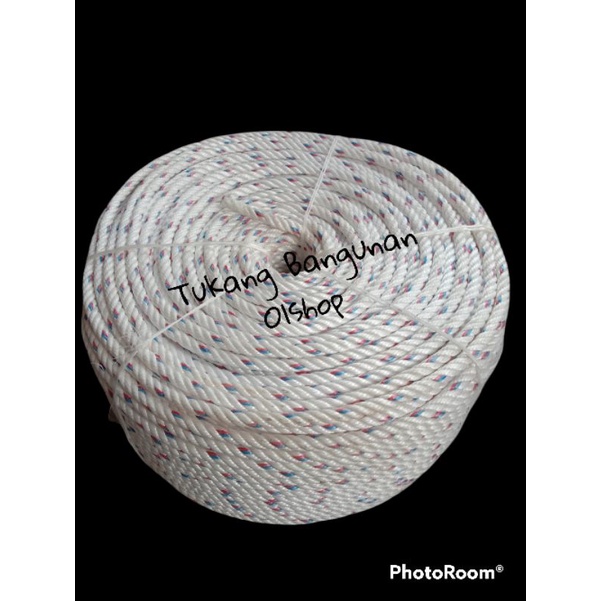 

Jual Tali Tambang Bahan PP ukuran 10 mm Harga per rol Panjang 200 m