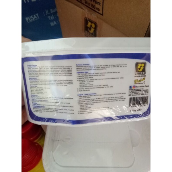 RJ London Dempul Tembok Plamir Tembok Dempul Kayu Dempul Asbes gypsum bata GRC 500gr