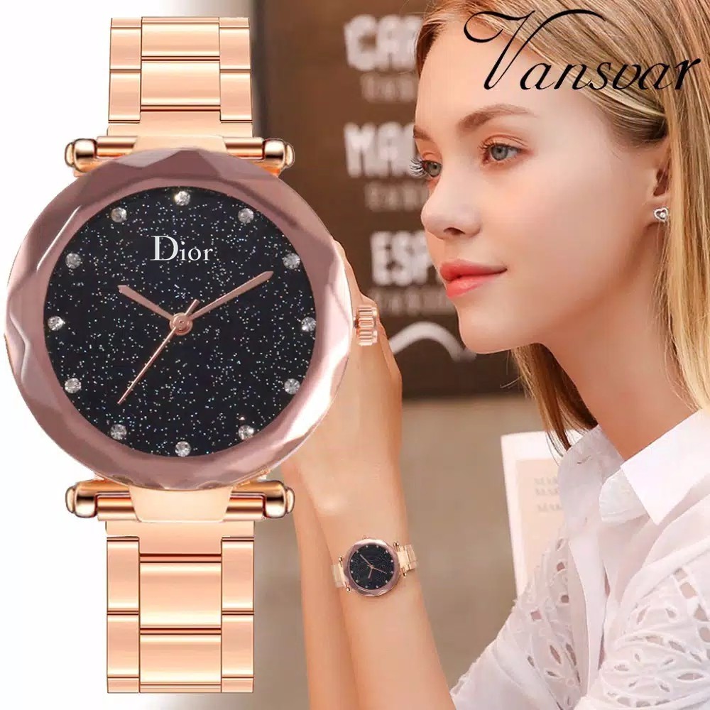 ✅[COD] Ready Stock  Jam Tangan Wanita Murah Quartz Starry Sky Diamond Stainless Steel Anti Air Watch