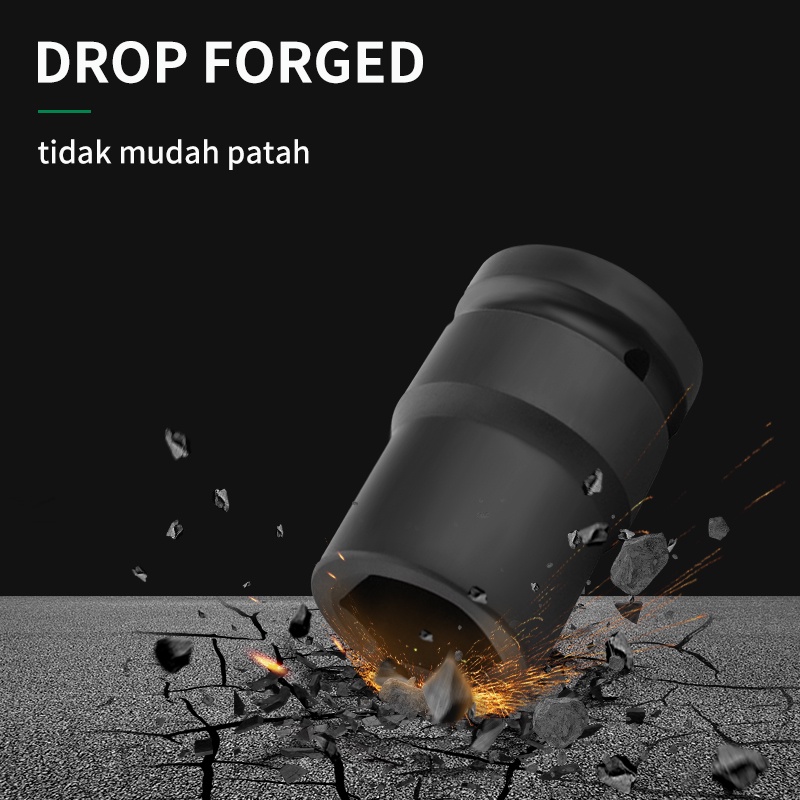 ISKU Mata Sock Extention Impact 1/2 Drive Socket Deep Wall 8-27mm CR-V Steel Mirror Mata Sok 8-24mm Kunci Mata Socket Pendek end Panjang Shock Alat Perkakas Bengkel Bisa COD