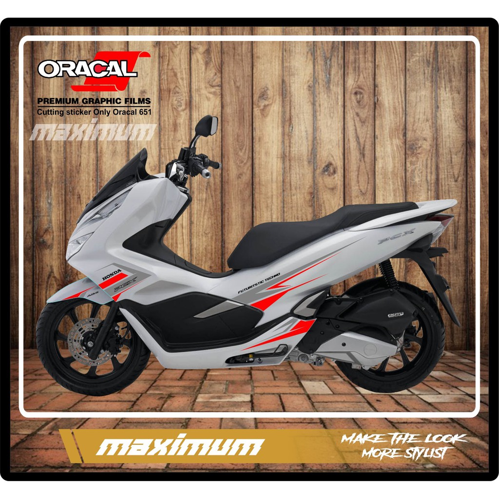 CUTTING STICKER PCX - STRIPING STIKER ORACAL MERAH ABU