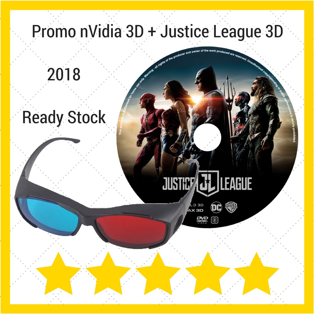 Kacamata 3D nVidia + Film 3D Justice League Anaglyph 3D Red Cyan Promo