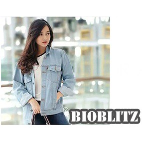 Jaket Jeans Denim Oversize Wanita/Cewek Murah Berkualitas Promo - BioBlitz/BioWash/BiruDongker/Hitam