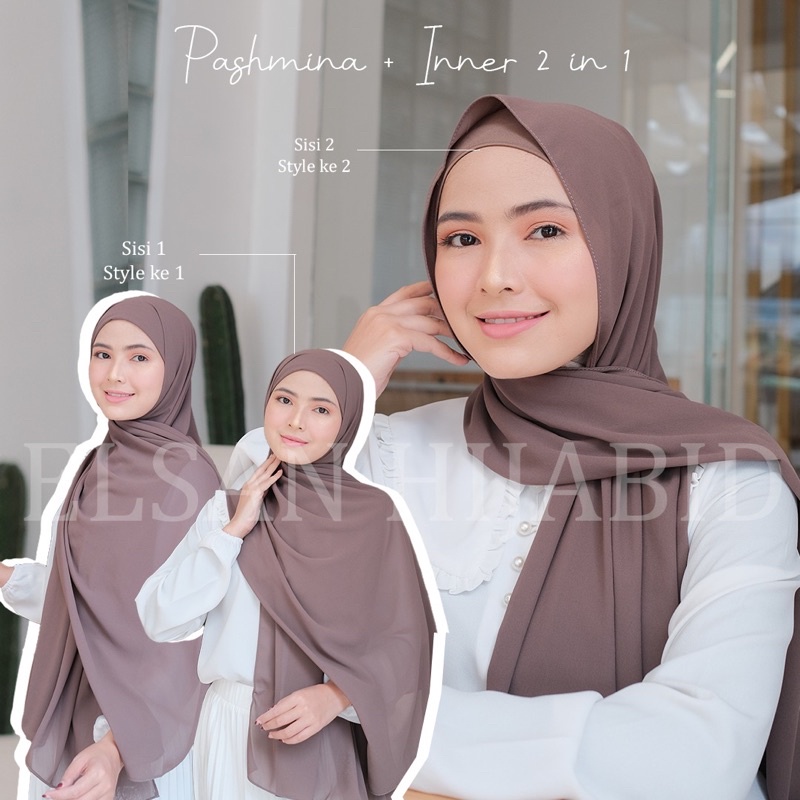 Pashmina + Inner 2in1 bisa bolak balik / pashmina ceruty inner