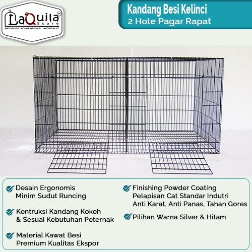 Kandang Galvanis Kelinci 2 Hole Rapat