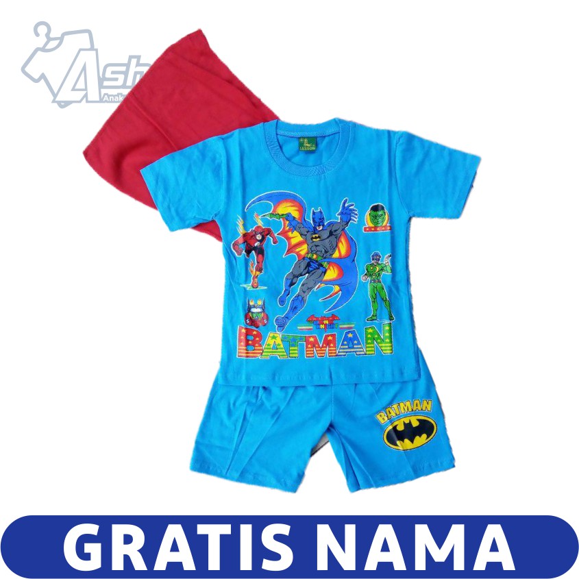 Baju Anak Setelan Batman Murah Kaos Anak Laki-Laki Gratis Custom Nama