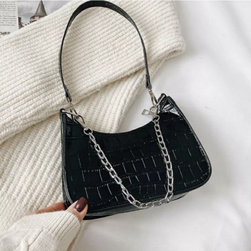 dem_sare - GDS011 AMIRA Tas Wanita Shoulder Bag Tas Selempang Bahu Wanita tali Rantai Motif Croco