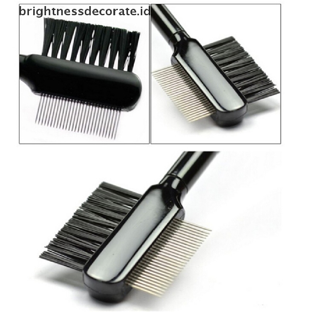 1 Pc Brush Sisir Extension Bulu Mata Alis Model Dual-Comb Bahan Metal Steel Untuk Alat Makeup