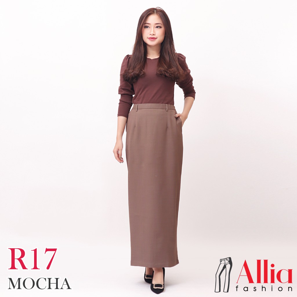 ALLIA R17 MOCHA M - 7L - ROK SPAN WANITA - ROK SPAN JUMBO WANITA - ROK SPAN PANJANG WANITA