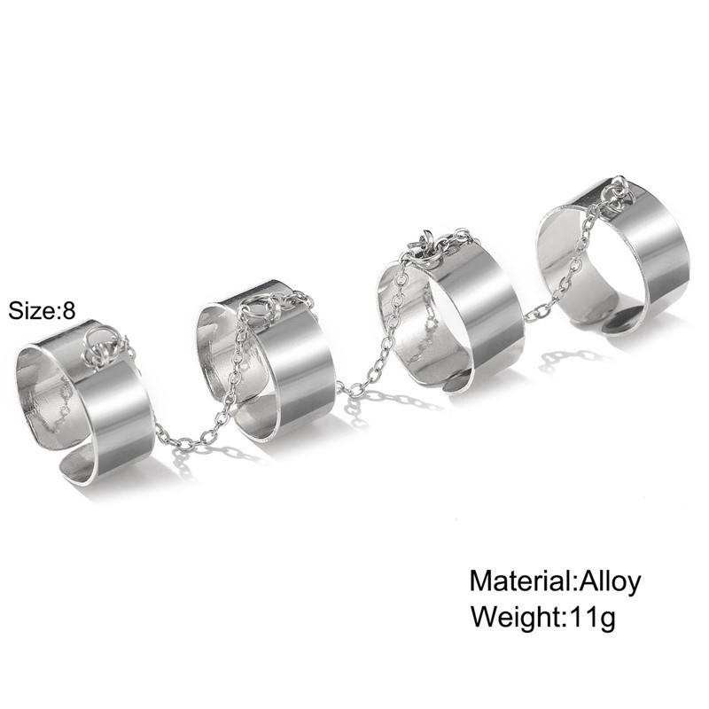 Cincin Rantai Multilayer Model Terbuka Bahan Alloy Gaya Punk Hip Hop Untuk Wanita