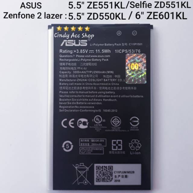 Baterai Original Asus Zenfone 2 Laser ZE550KL ZD551KL ZE601KL Zenfone Selfie ZD551KL Z5E500KG Z00Rd