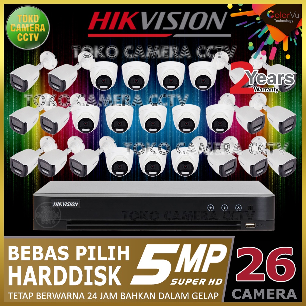 PAKET CCTV HIKVISION COLORVU 5MP 32 CHANNEL 26 KAMERA