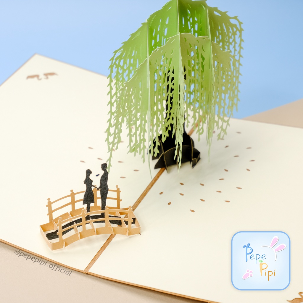 Pop Up Card Jembatan Couple  3D - Pasangan Kartu Ucapan Romantis Romance