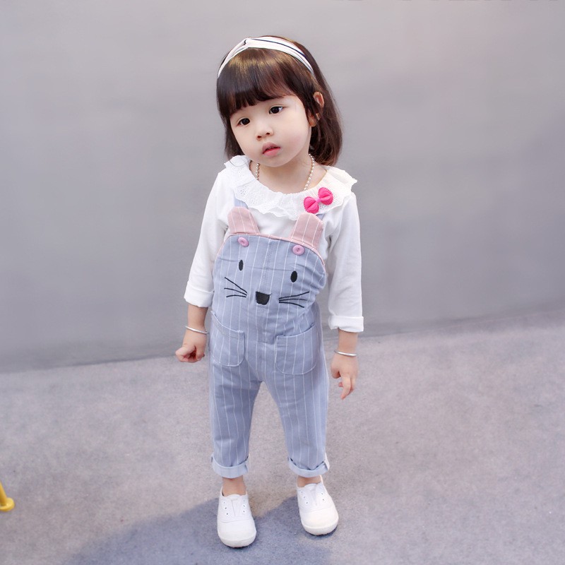 SSP39-Setelan Set Anak Perempuan Overall Jumpsuit Panjang Mice