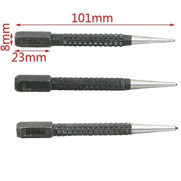 Center Pin Punch 3pc HSS Marking Drilling Penanda Titik Bor -MB91