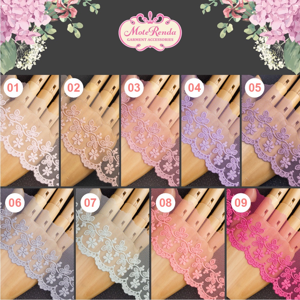 Renda tile/tulle, lebar 4.5cm (harga per 50cm) kode 5TMA4501