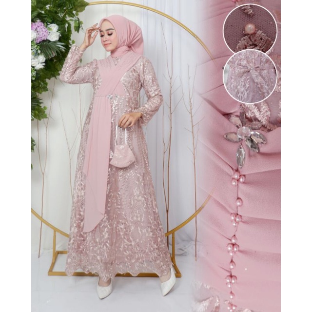 Kebaya Gamis Rasya KM / Gamis Kebaya Modern Pesta Mewah / Gamis Brukat / Gamis / Kebaya Modern / Gamis Kondangan