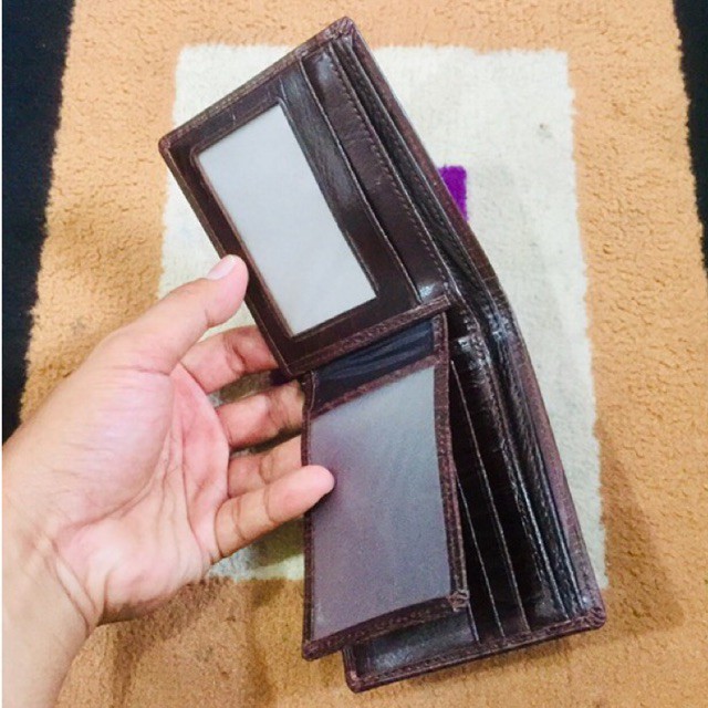 dompet lipat pria bahan kulit asli motif cetak urat kayu #dompet #dompetkulit #dompetpria #menwallet