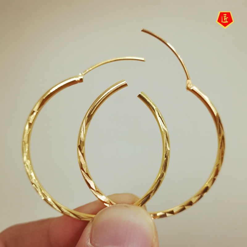 [Ready Stock]Simple Fashion 18K Gold Big round Ring Earrings