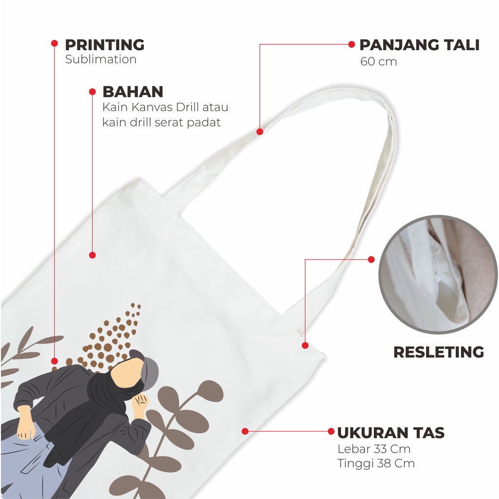 Sevine Tote Bag Resleting Drill Totebag Tas Laptop Wanita Woman Art - WM