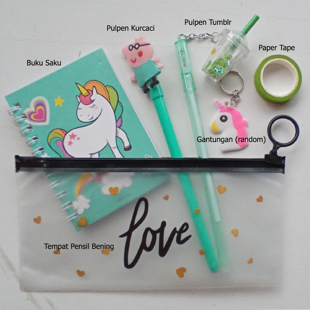 

PAKET ALAT TULIS 6IN1 / ALAT TULIS AESTHETIC / ALAT TULIS SET / ALAT TULIS FANCY / PULPEN GANTUNGAN
