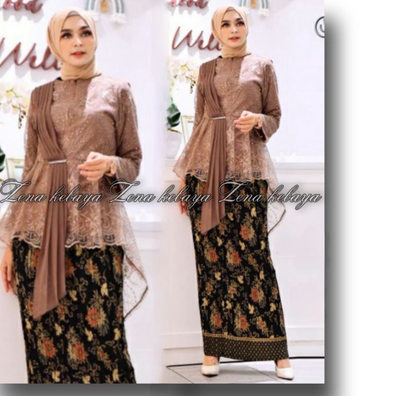 SET KEBAYA MODERN KEBAYA SELENDANG KEBAYA WISUDA MODERN KEBAYA BRUKAT TULLE