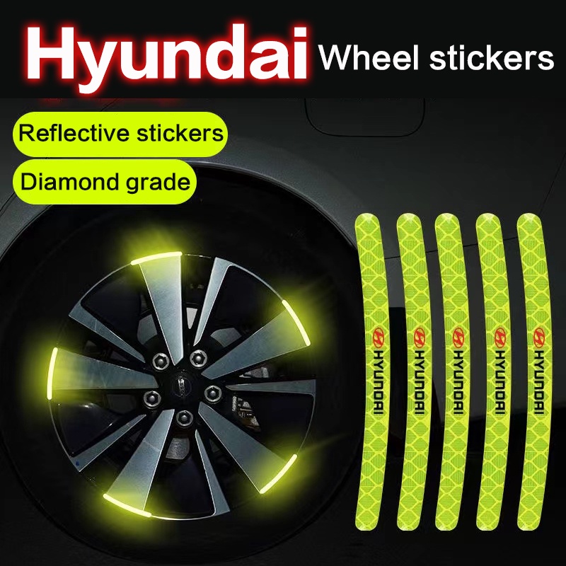 20Pcs Hyundai stiker peringatan stiker reflektif roda mobil untuk Ioniq hybrid Elantra Tucson Reina Santa fe Kona Accent IX35