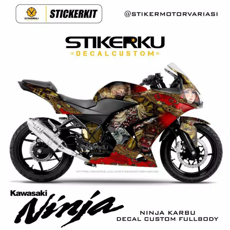 Sticker ninja 250 karbu / decal ninja 250 karbu / sticker ninja 250 merah